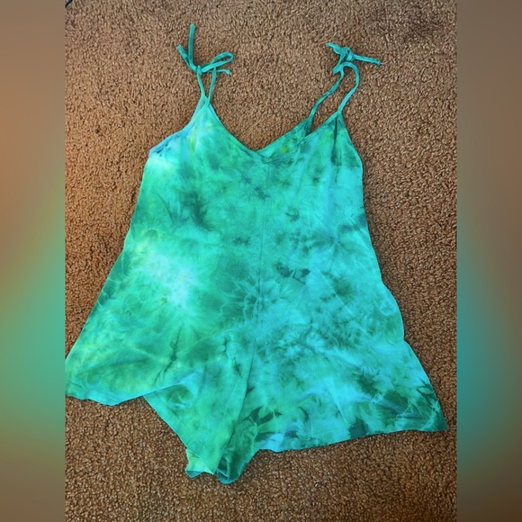 🌿Organic🌀Reiki Infused Psychedelic Tie Dye Jungmaven Hemp Sespe Short Romper - Picture 2 of 11